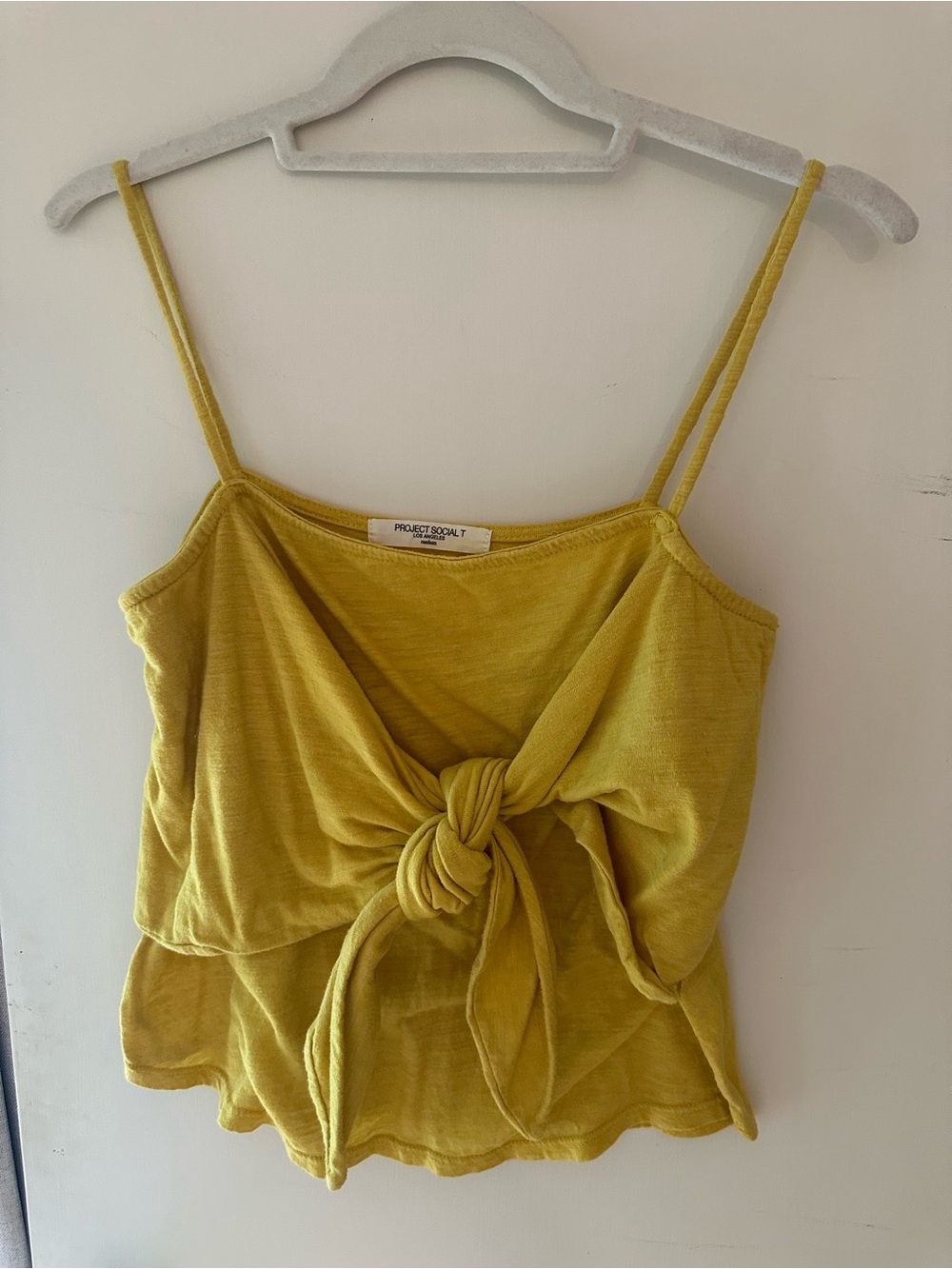 Project Social T Mustard Front-Knot Spaghetti Strap Camisole